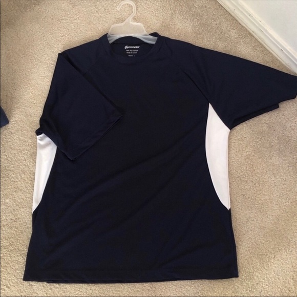 24 Hour fitness performance tshirt navy blue white Large polyester workout shirt - Picture 4 of 6